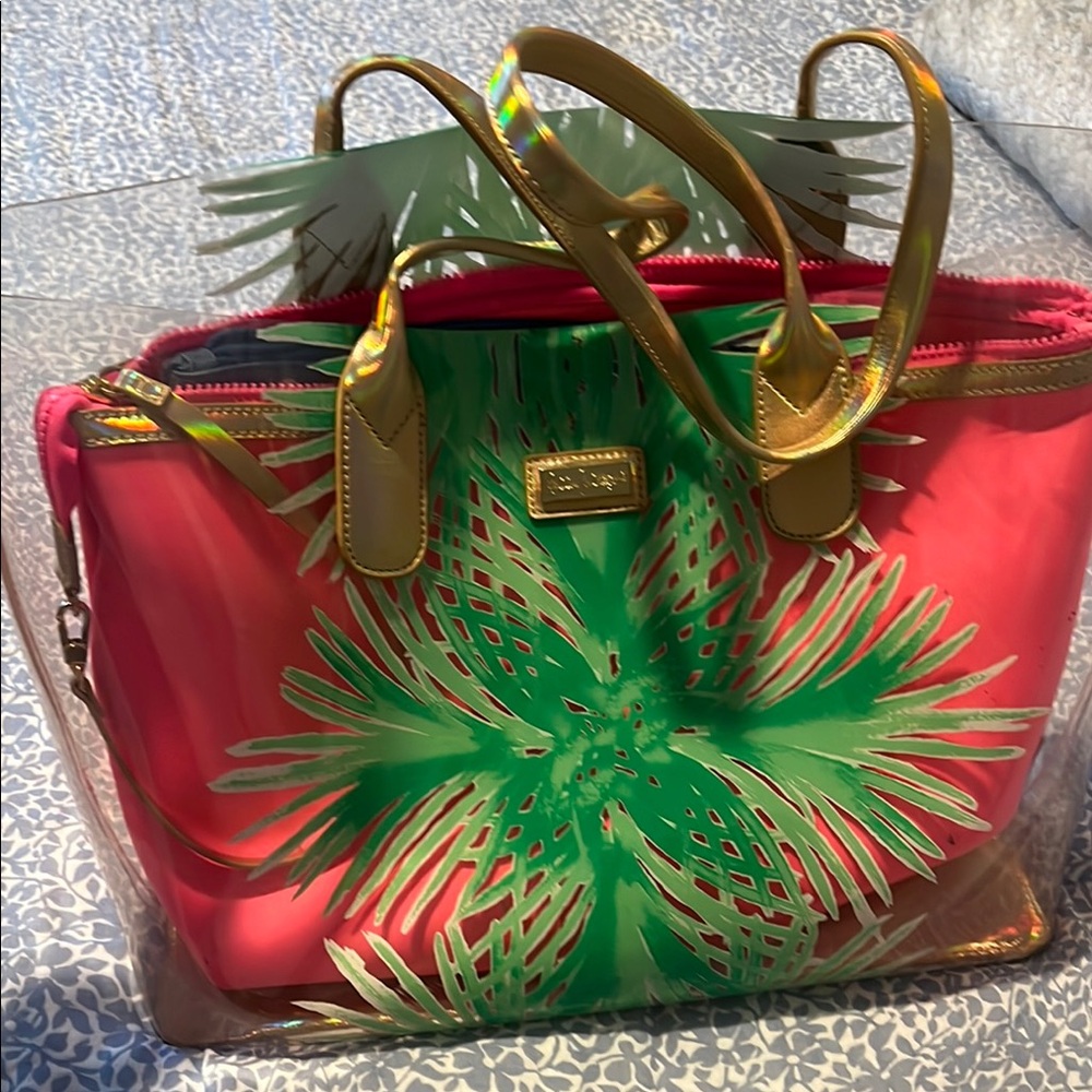 Tropical Pink and Green Designer Tote Bag